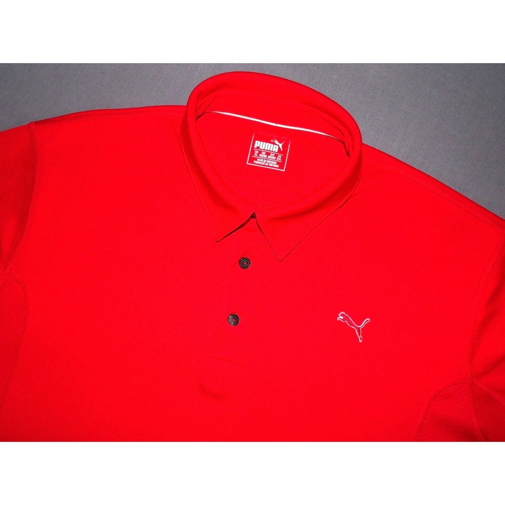 PUMA Dry Cell Short Sleeved Red Stretch Performance Polo Golf Shirt Men's XL